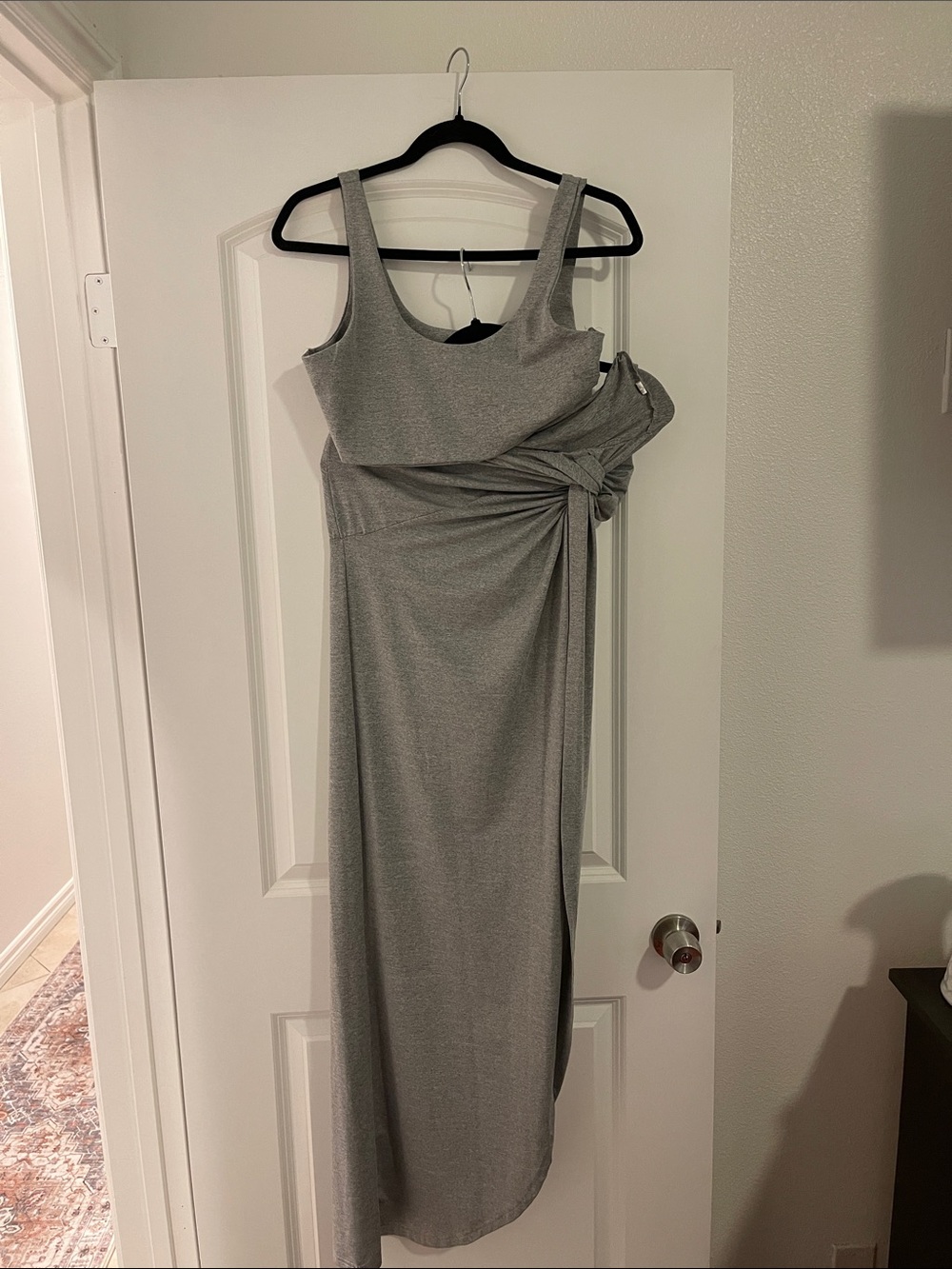 Sleeveless Grey Knot-Waist Two Piece Set